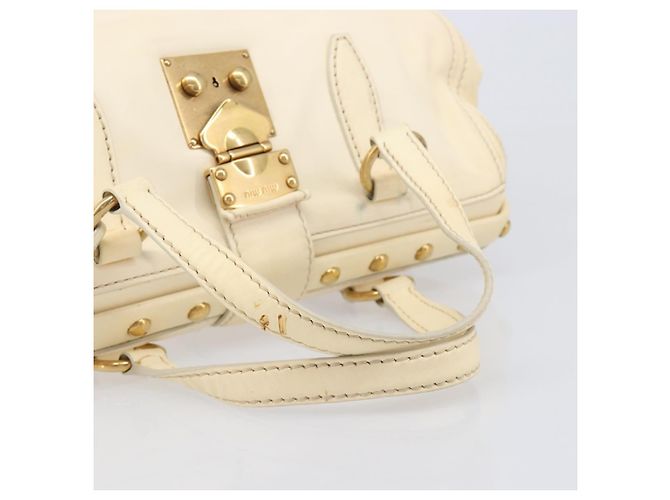 Borsa a mano Miu Miu in pelle Ivory Gold Auth 206112A D'oro Crudo - vista 8