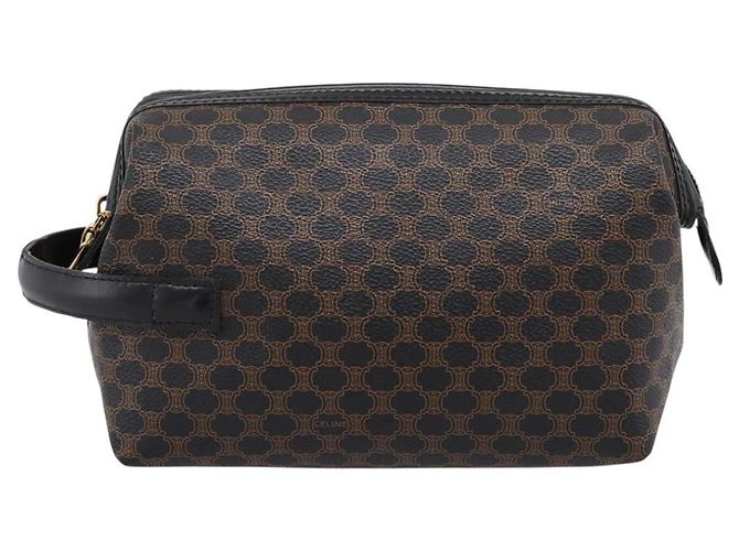 Céline Borsa a pochette CELINE Macadam Canvas PVC Black Gold Tone Auth mr2928A Nero - vista 13