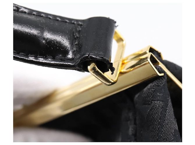 Borsa a Tracolla LONGCHAMP Nylon Nero Oro Auth 204984A D'oro - vista 10