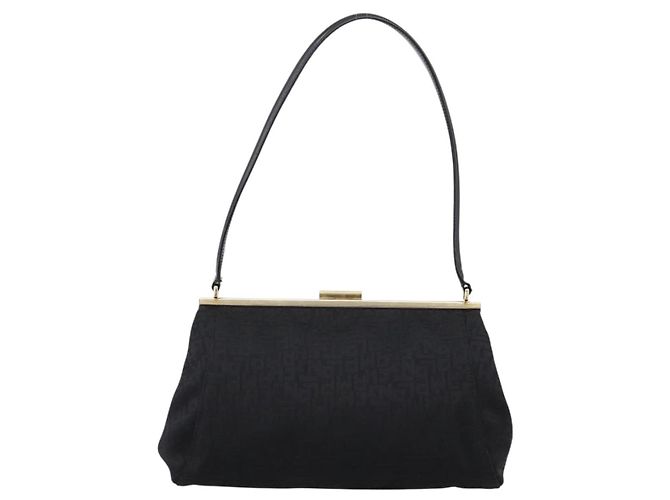 Borsa a Tracolla LONGCHAMP Nylon Nero Oro Auth 204984A D'oro - vista 2