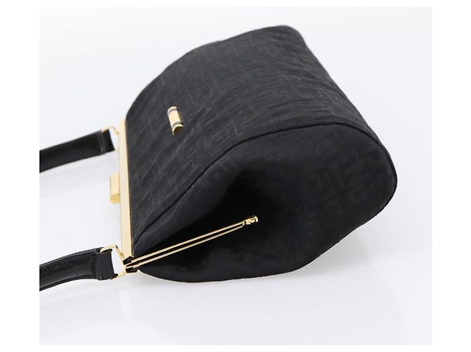 Borsa a Tracolla LONGCHAMP Nylon Nero Oro Auth 204984A D'oro - vista 3