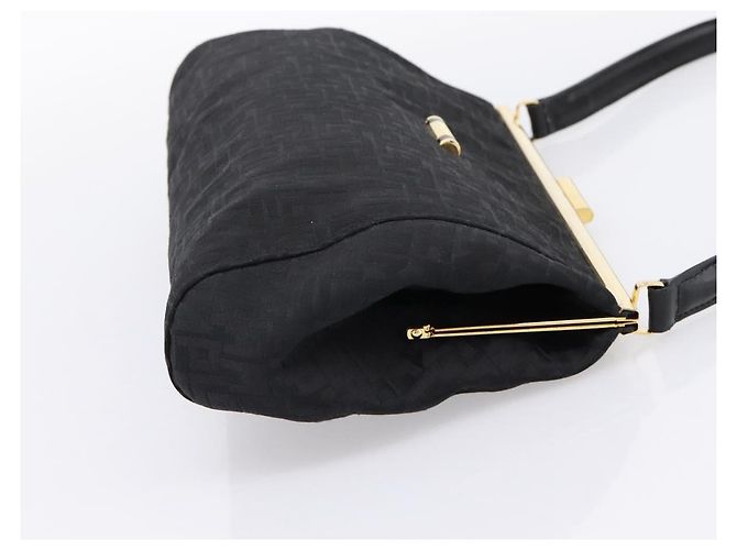 Borsa a Tracolla LONGCHAMP Nylon Nero Oro Auth 204984A D'oro - vista 4