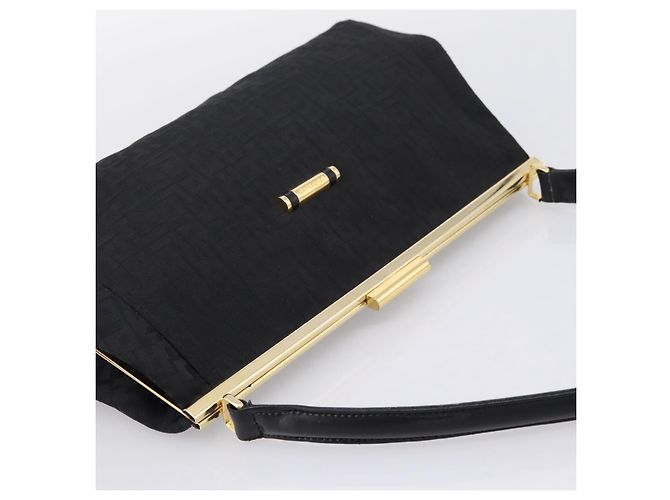 Borsa a Tracolla LONGCHAMP Nylon Nero Oro Auth 204984A D'oro - vista 6