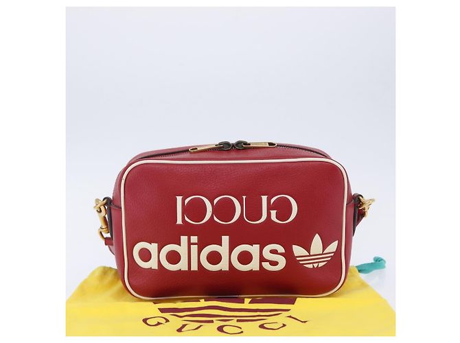 Borsa Gucci Web Sherry Line in pelle Collaborazione Adidas Rosso Oro Auth 204076M D'oro - vista 12
