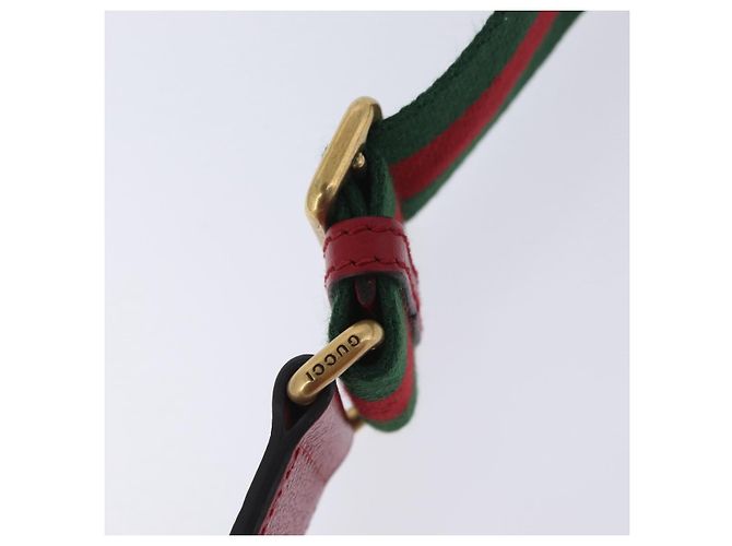 Borsa Gucci Web Sherry Line in pelle Collaborazione Adidas Rosso Oro Auth 204076M D'oro - vista 16