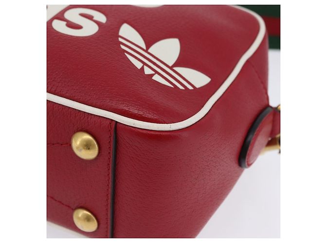 Borsa Gucci Web Sherry Line in pelle Collaborazione Adidas Rosso Oro Auth 204076M D'oro - vista 18