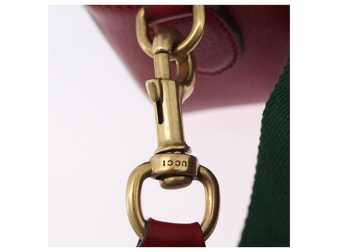 Borsa Gucci Web Sherry Line in pelle Collaborazione Adidas Rosso Oro Auth 204076M D'oro - vista 22