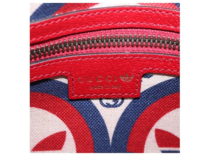 Borsa Gucci Web Sherry Line in pelle Collaborazione Adidas Rosso Oro Auth 204076M D'oro - vista 23