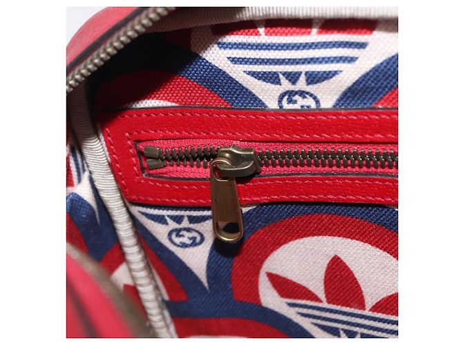 Borsa Gucci Web Sherry Line in pelle Collaborazione Adidas Rosso Oro Auth 204076M D'oro - vista 26