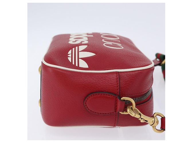 Borsa Gucci Web Sherry Line in pelle Collaborazione Adidas Rosso Oro Auth 204076M D'oro - vista 4
