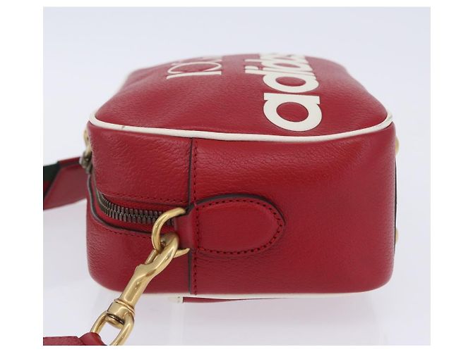 Borsa Gucci Web Sherry Line in pelle Collaborazione Adidas Rosso Oro Auth 204076M D'oro - vista 5