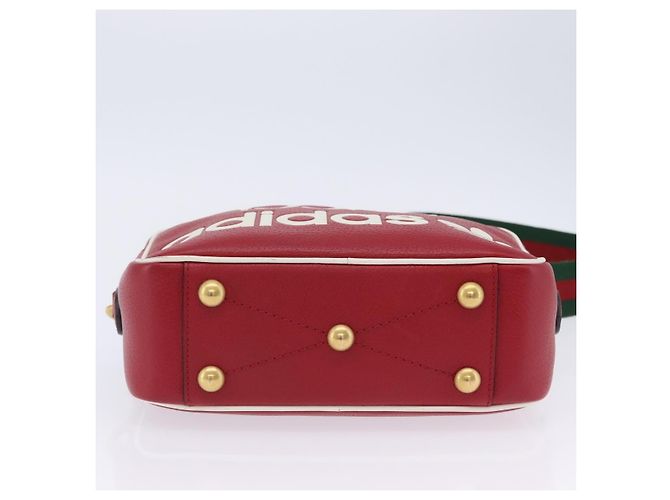 Borsa Gucci Web Sherry Line in pelle Collaborazione Adidas Rosso Oro Auth 204076M D'oro - vista 7