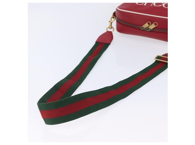 Borsa Gucci Web Sherry Line in pelle Collaborazione Adidas Rosso Oro Auth 204076M D'oro - vista 9