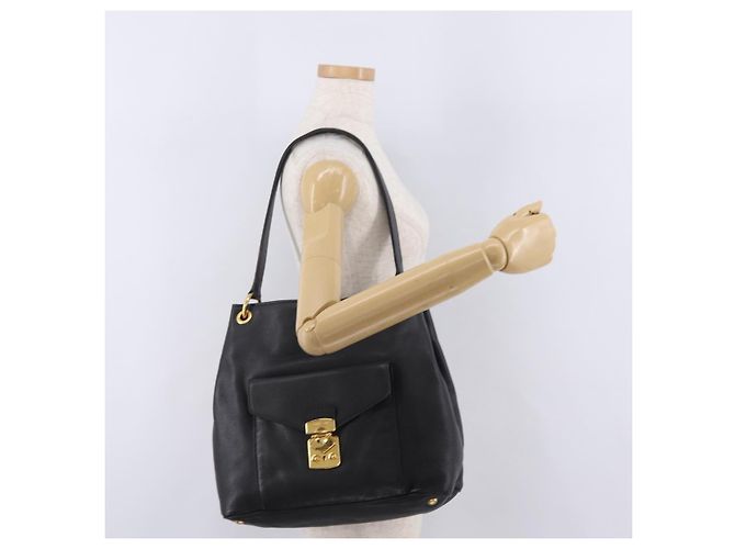 Borsa a tracolla Miu Miu in pelle nera e oro Auth ka6362 Nero D'oro - vista 26