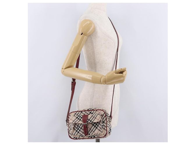 Borsa a tracolla BURBERRY Nova Check Blue Label Canvas Beige Silver Auth ep15989 Argento - vista 29