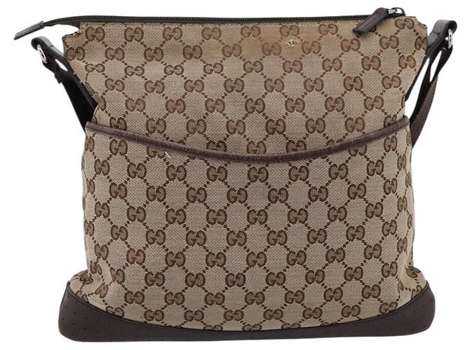Borsa a Tracolla GUCCI GG Canvas Beige Silver 145857 Auth ep16158 Argento - vista 13