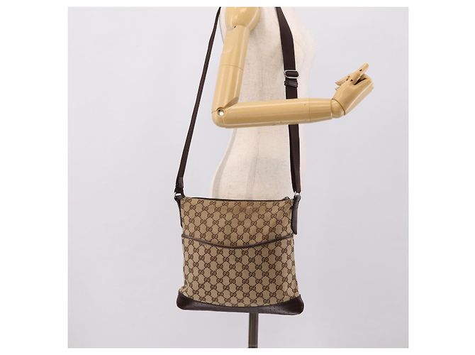 Borsa a Tracolla GUCCI GG Canvas Beige Silver 145857 Auth ep16158 Argento - vista 25