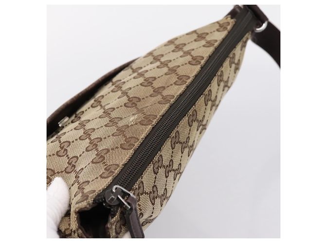 Borsa a Tracolla GUCCI GG Canvas Beige Silver 145857 Auth ep16158 Argento - vista 6