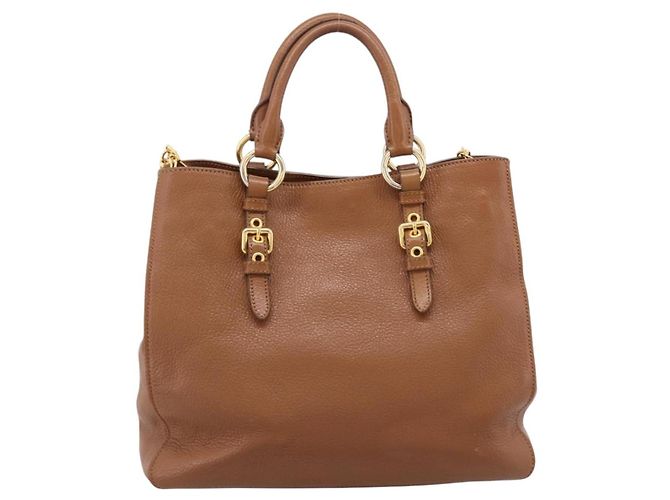 Borsa a mano Miu Miu in pelle 2way marrone oro autentica 206392A D'oro - vista 2