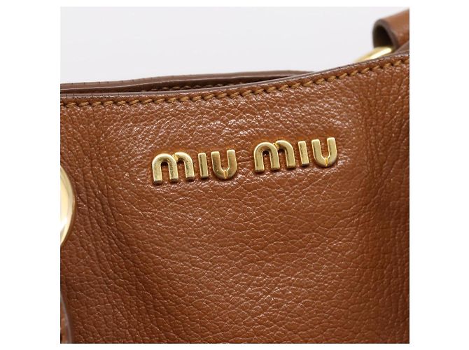 Borsa a mano Miu Miu in pelle 2way marrone oro autentica 206392A D'oro - vista 21