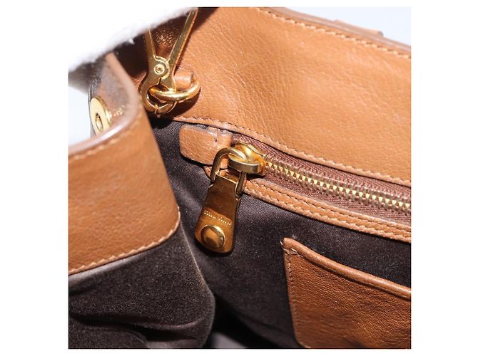 Borsa a mano Miu Miu in pelle 2way marrone oro autentica 206392A D'oro - vista 25
