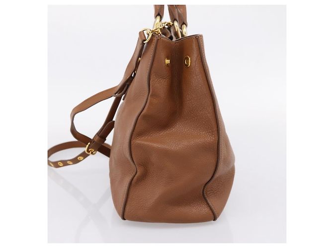 Borsa a mano Miu Miu in pelle 2way marrone oro autentica 206392A D'oro - vista 4