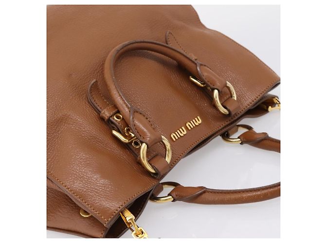 Borsa a mano Miu Miu in pelle 2way marrone oro autentica 206392A D'oro - vista 6