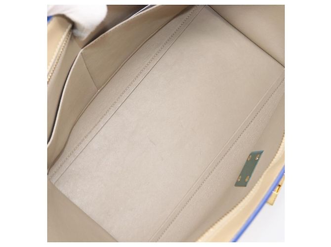 Céline CELINE Trapeze Small Hand Bag Leather 2way Beige Blue Auth bs37085A Azul - vista 11