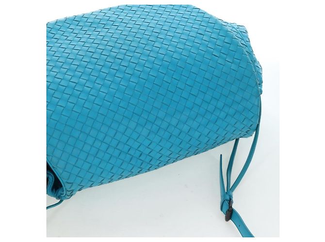 Borsa a tracolla BOTTEGA VENETA INTRECCIATO in pelle blu turchese Auth LN128V - vista 14