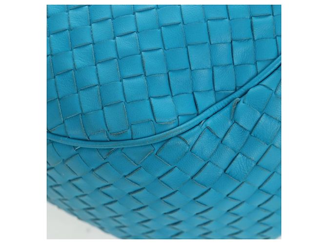 Borsa a tracolla BOTTEGA VENETA INTRECCIATO in pelle blu turchese Auth LN128V - vista 16