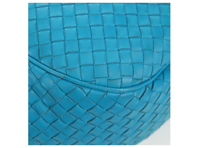 Borsa a tracolla BOTTEGA VENETA INTRECCIATO in pelle blu turchese Auth LN128V - vista 17