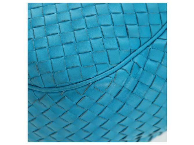 Borsa a tracolla BOTTEGA VENETA INTRECCIATO in pelle blu turchese Auth LN128V - vista 18