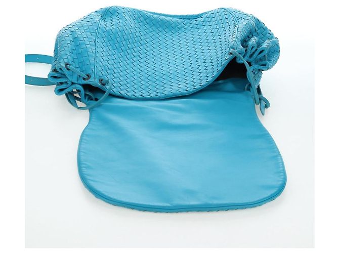 Borsa a tracolla BOTTEGA VENETA INTRECCIATO in pelle blu turchese Auth LN128V - vista 19