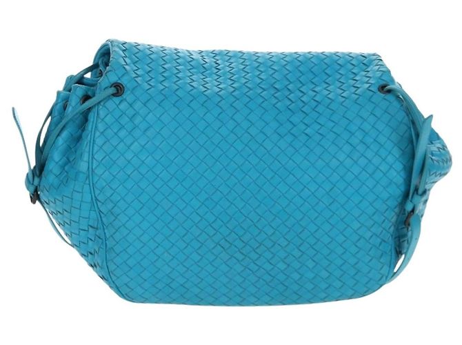 Borsa a tracolla BOTTEGA VENETA INTRECCIATO in pelle blu turchese Auth LN128V - vista 2