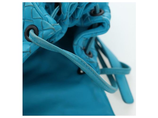 Borsa a tracolla BOTTEGA VENETA INTRECCIATO in pelle blu turchese Auth LN128V - vista 21