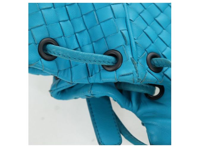 Borsa a tracolla BOTTEGA VENETA INTRECCIATO in pelle blu turchese Auth LN128V - vista 22