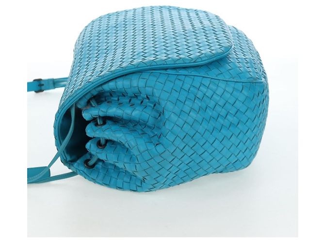 Borsa a tracolla BOTTEGA VENETA INTRECCIATO in pelle blu turchese Auth LN128V - vista 3
