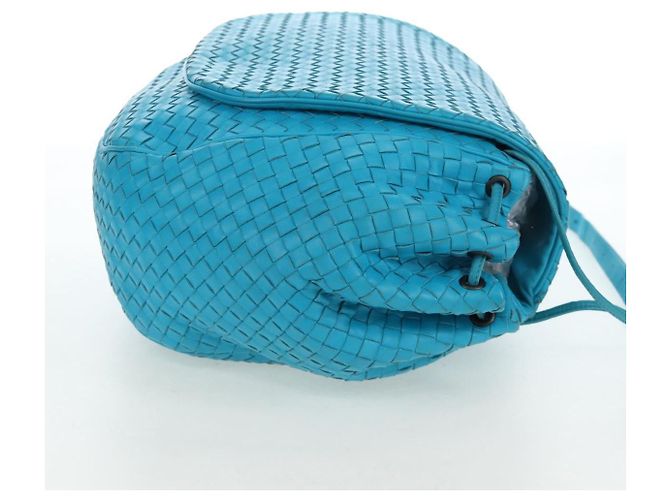 Borsa a tracolla BOTTEGA VENETA INTRECCIATO in pelle blu turchese Auth LN128V - vista 4