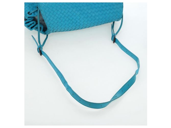 Borsa a tracolla BOTTEGA VENETA INTRECCIATO in pelle blu turchese Auth LN128V - vista 6
