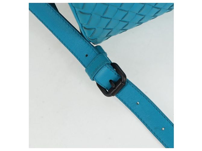 Borsa a tracolla BOTTEGA VENETA INTRECCIATO in pelle blu turchese Auth LN128V - vista 7