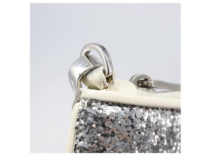Miu Miu Pouch Leather Gray Silver Auth bs37264 Braun Silber - Ansicht 12