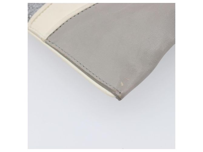 Miu Miu Pouch Leather Gray Silver Auth bs37264 Braun Silber - Ansicht 14