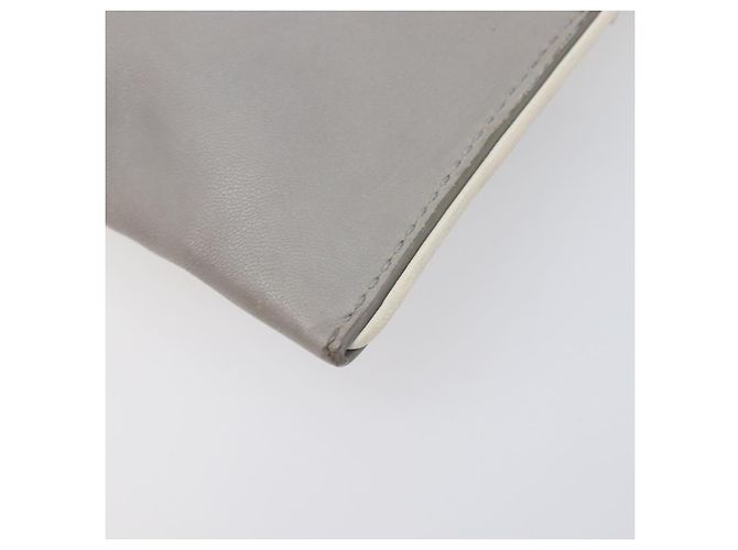 Miu Miu Pouch Leather Gray Silver Auth bs37264 Braun Silber - Ansicht 15