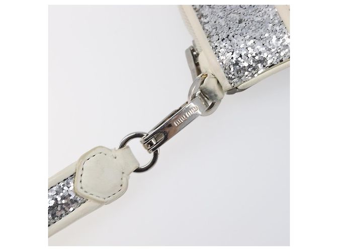 Miu Miu Pouch Leather Gray Silver Auth bs37264 Braun Silber - Ansicht 17