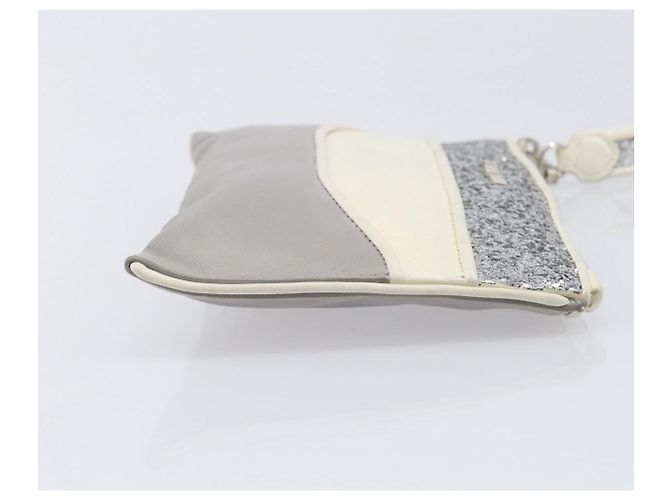 Miu Miu Pouch Leather Gray Silver Auth bs37264 Braun Silber - Ansicht 3