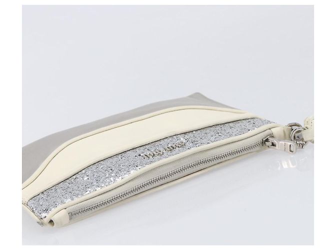Miu Miu Pouch Leather Gray Silver Auth bs37264 Braun Silber - Ansicht 5
