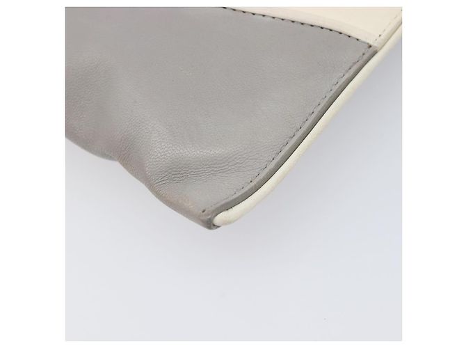 Miu Miu Pouch Leather Gray Silver Auth bs37264 Braun Silber - Ansicht 7