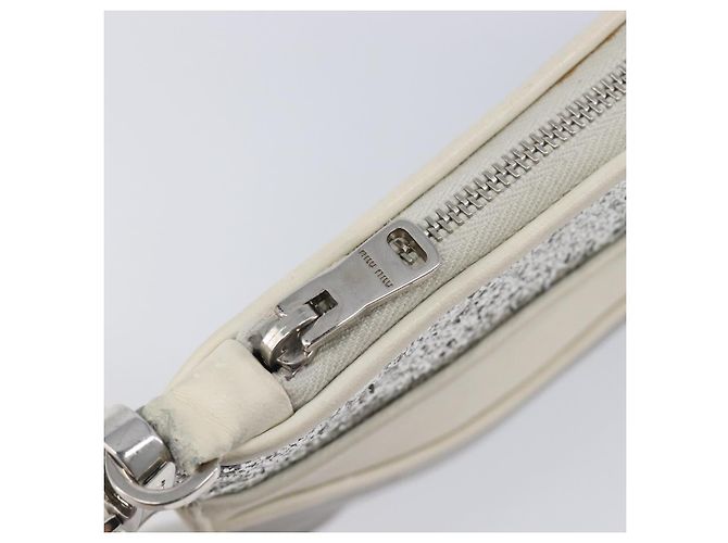 Miu Miu Pouch Leather Gray Silver Auth bs37264 Braun Silber - Ansicht 9