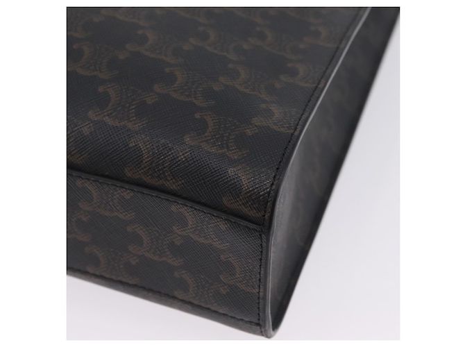 Céline Bolsa de mão CELINE Triomphe Vertical Cabas PVC 2way Preta Ouro Auth 204074M Preto Dourado - vista 16