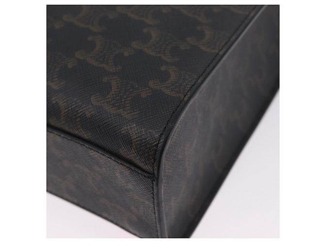 Céline Bolsa de mão CELINE Triomphe Vertical Cabas PVC 2way Preta Ouro Auth 204074M Preto Dourado - vista 18